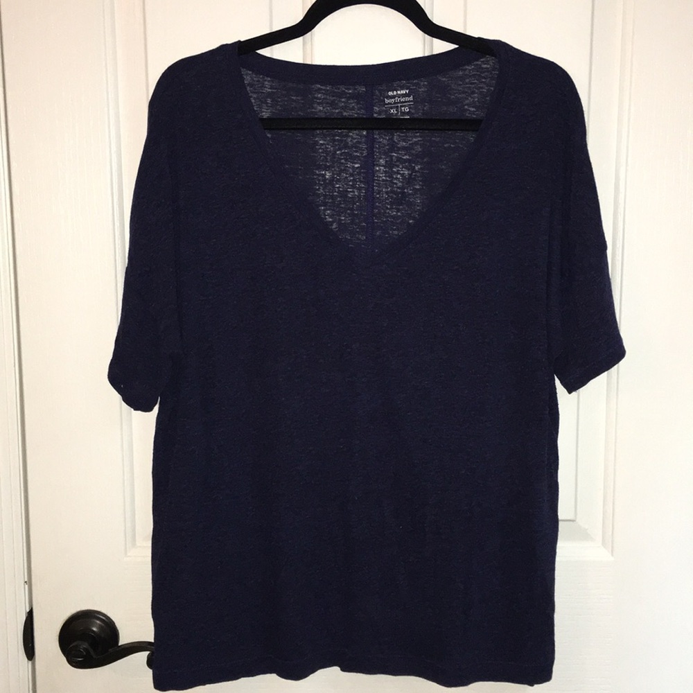 Navy v neck